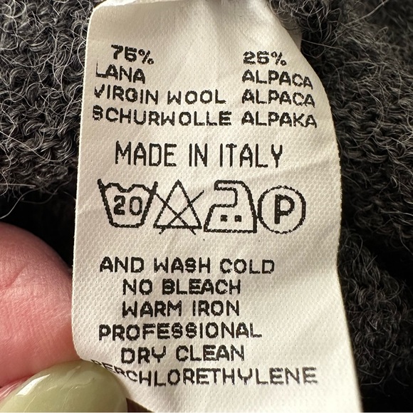 GRAN SASSO Vision Italian Wool Alpaca Gray Turtleneck Sweater Quiet Luxury L - Picture 11 of 13